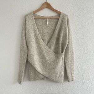 Aritzia Babaton Alpaca Blend Sweater Oatmeal Oversized XS Wrap Bandini Greige